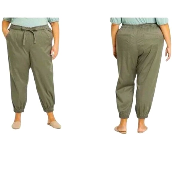 Knox Rose Dusty Olive Green Ankle Jogger Pants - Picture 3 of 3